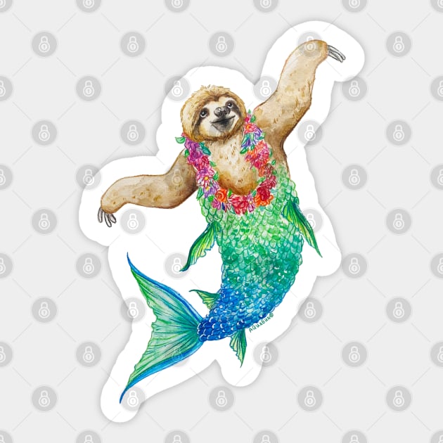Sloth Mermaid Sticker by aquabun